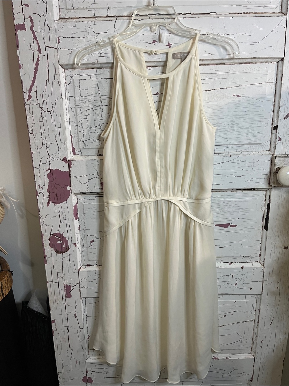 Banana Republic Grecian Style Cream Sleeveless Midi Dress in Sz 6